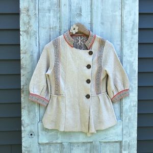 Free People Fair Isle Wool Sweater Coat